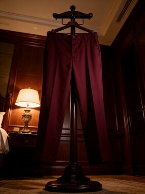 Ouku Men’s  Deep Red Lightweight Velvet Pants NWOT